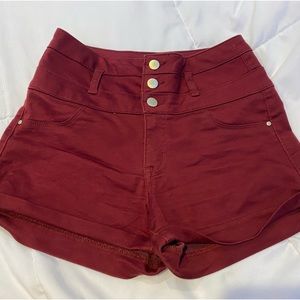 Refuge burgundy high waisted shorts ; size 2